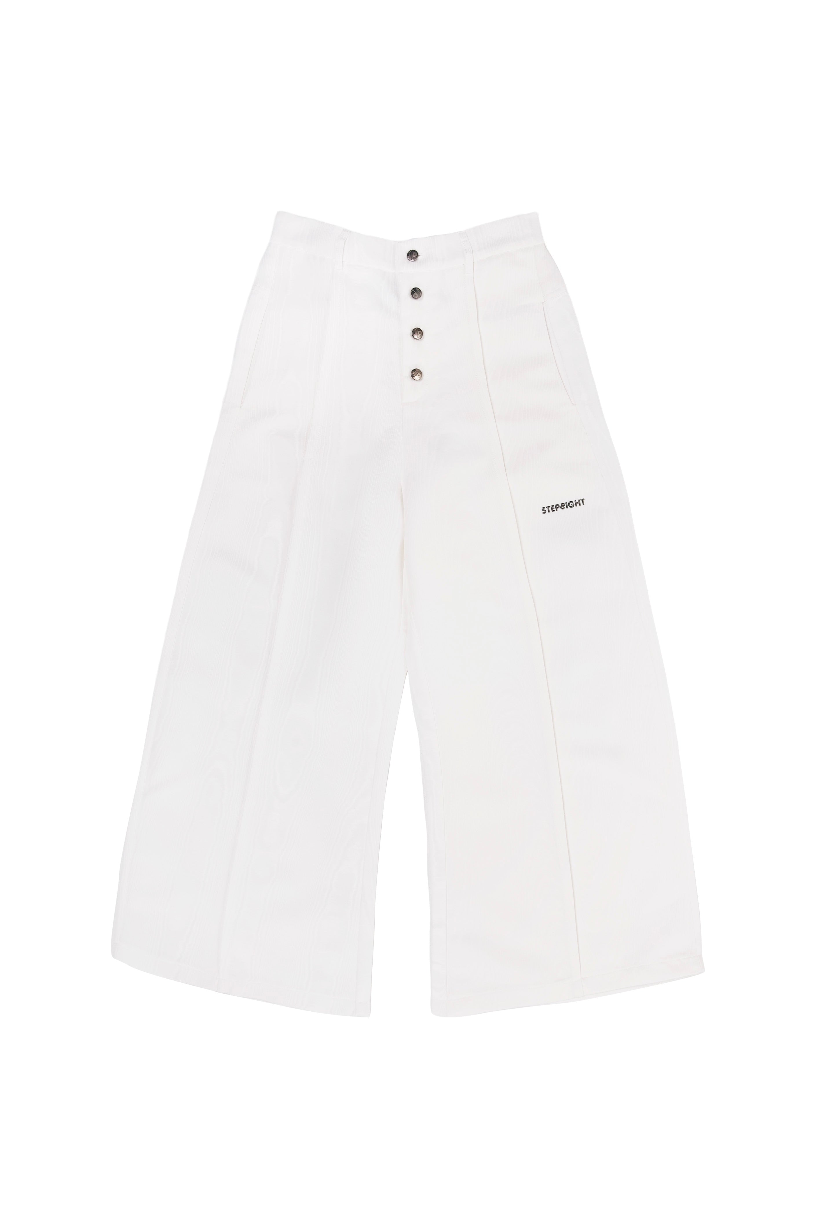 RIPPLE WHITE MOIRE LONG PANTS