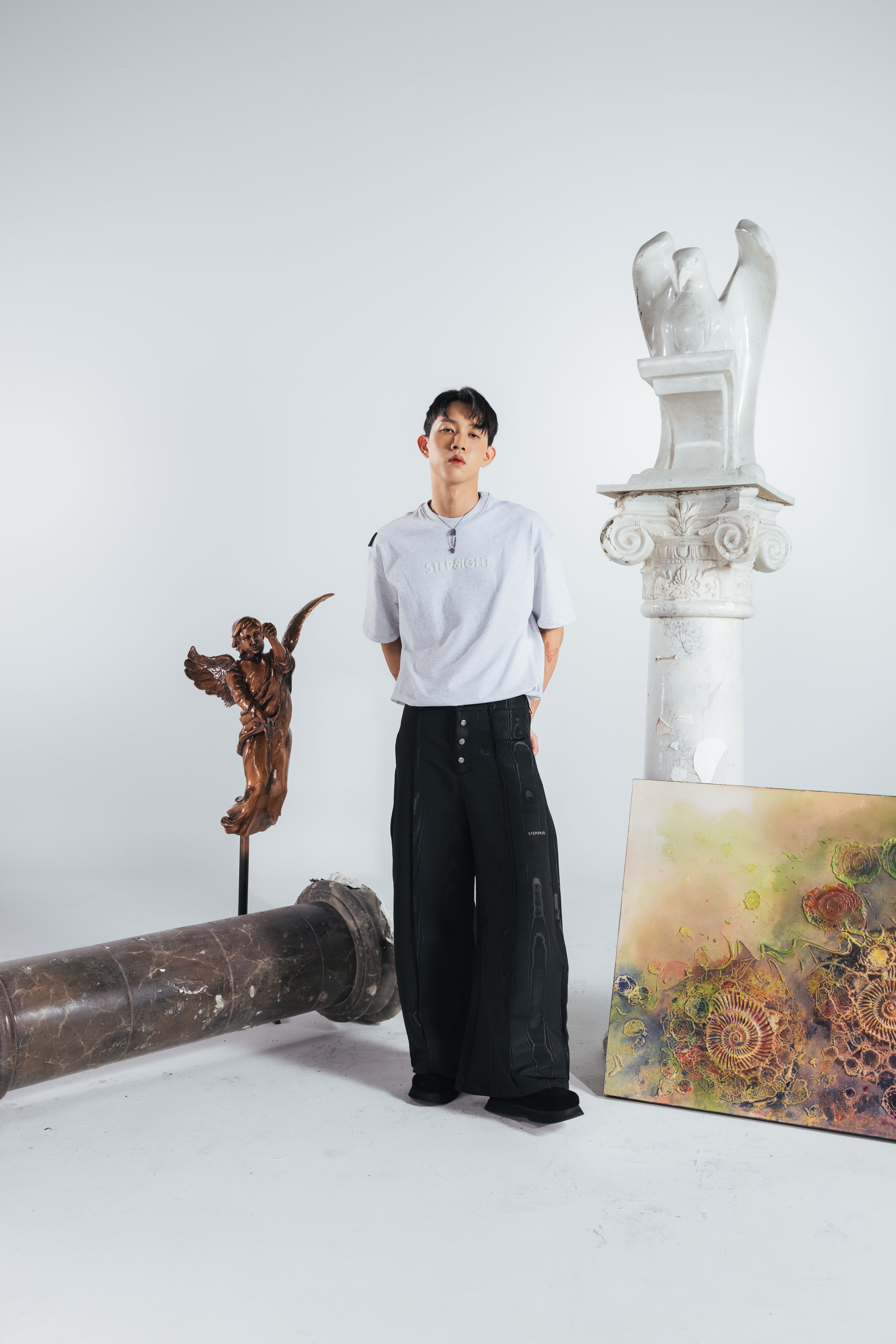 STYX BLACK MOIRE LONG PANTS