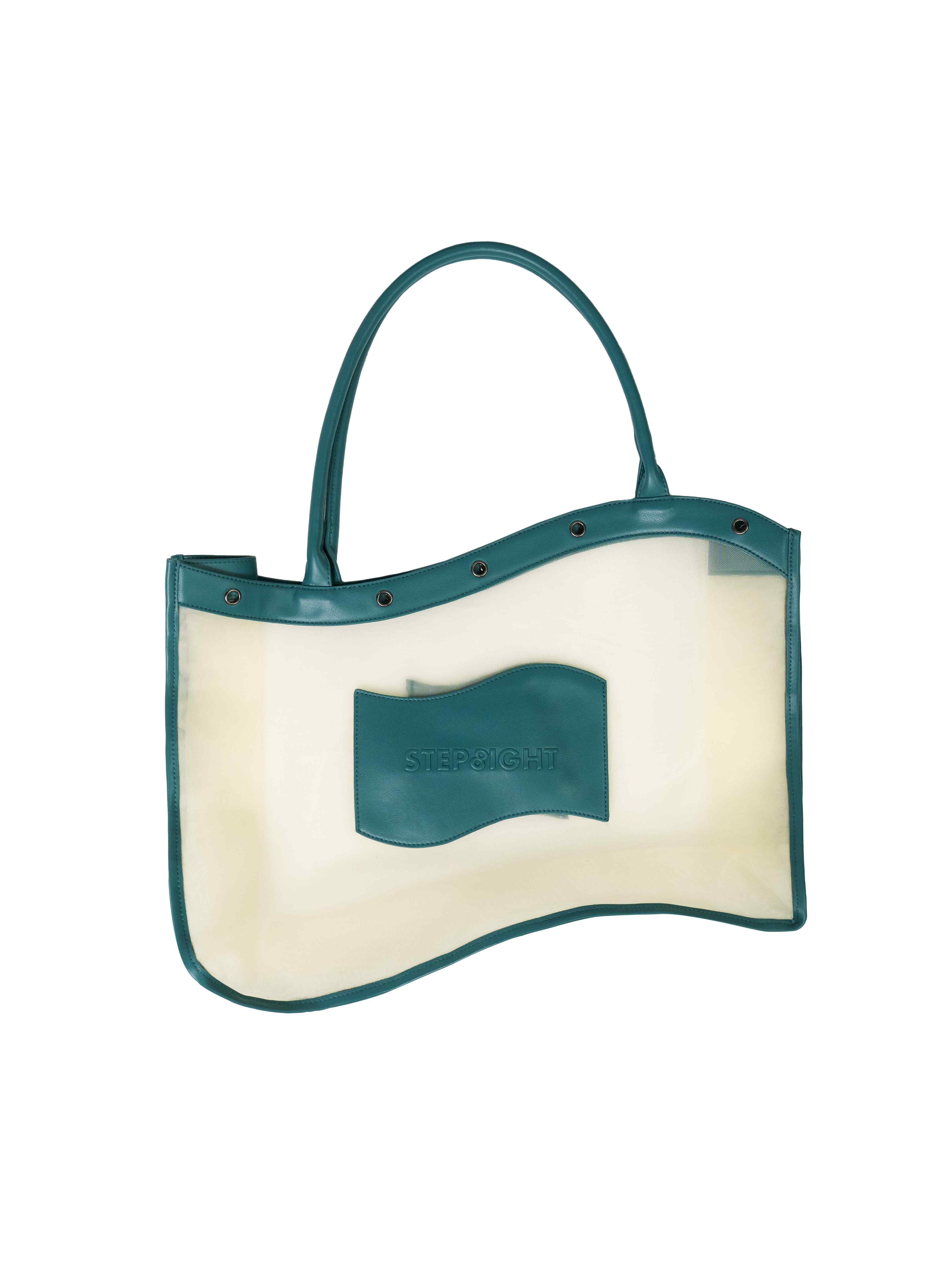 WHITE WAVY MESH SHOPPER