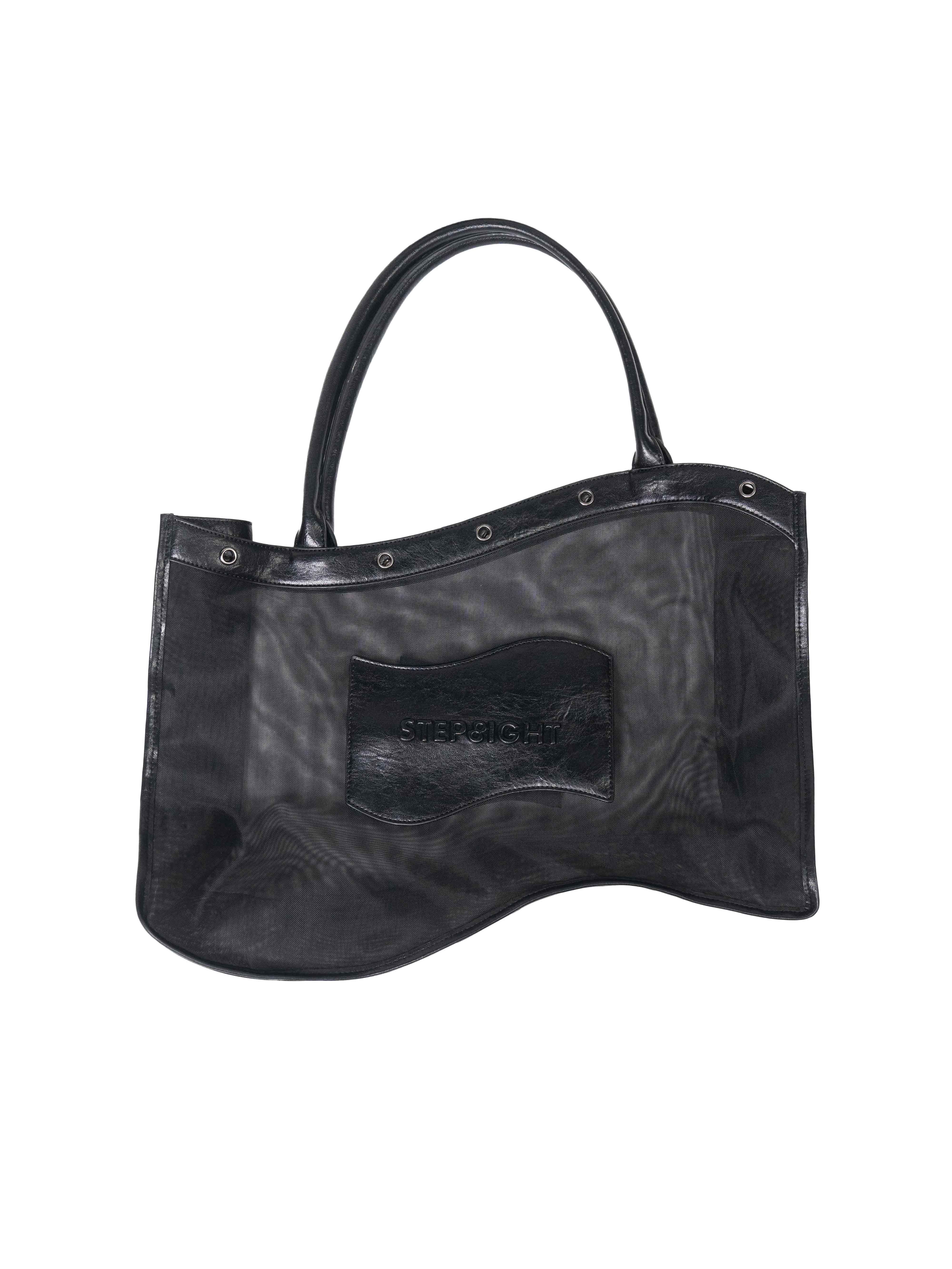 BLACK WAVY MESH SHOPPER