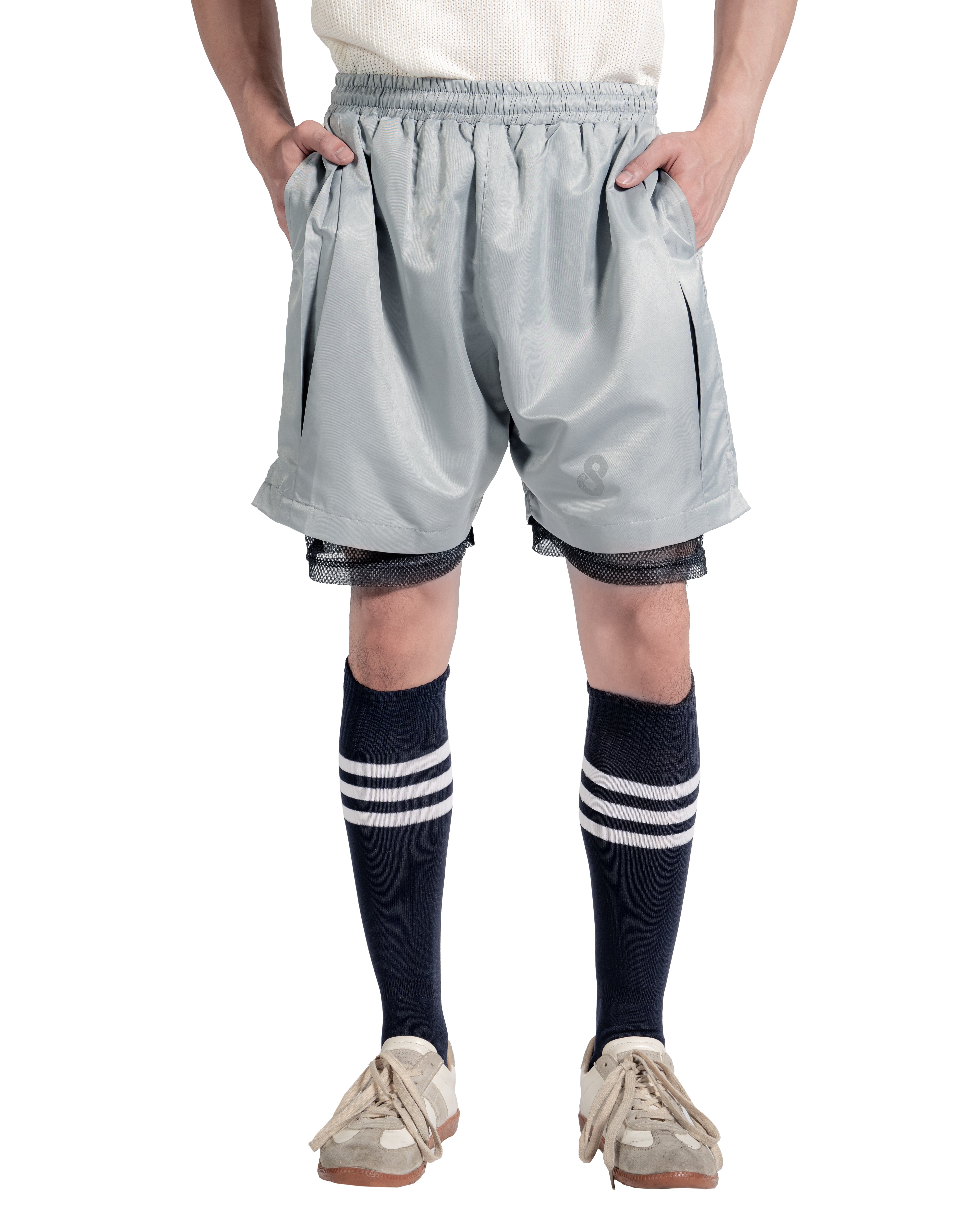 PEWTER GRAY PLEATED SHORTS