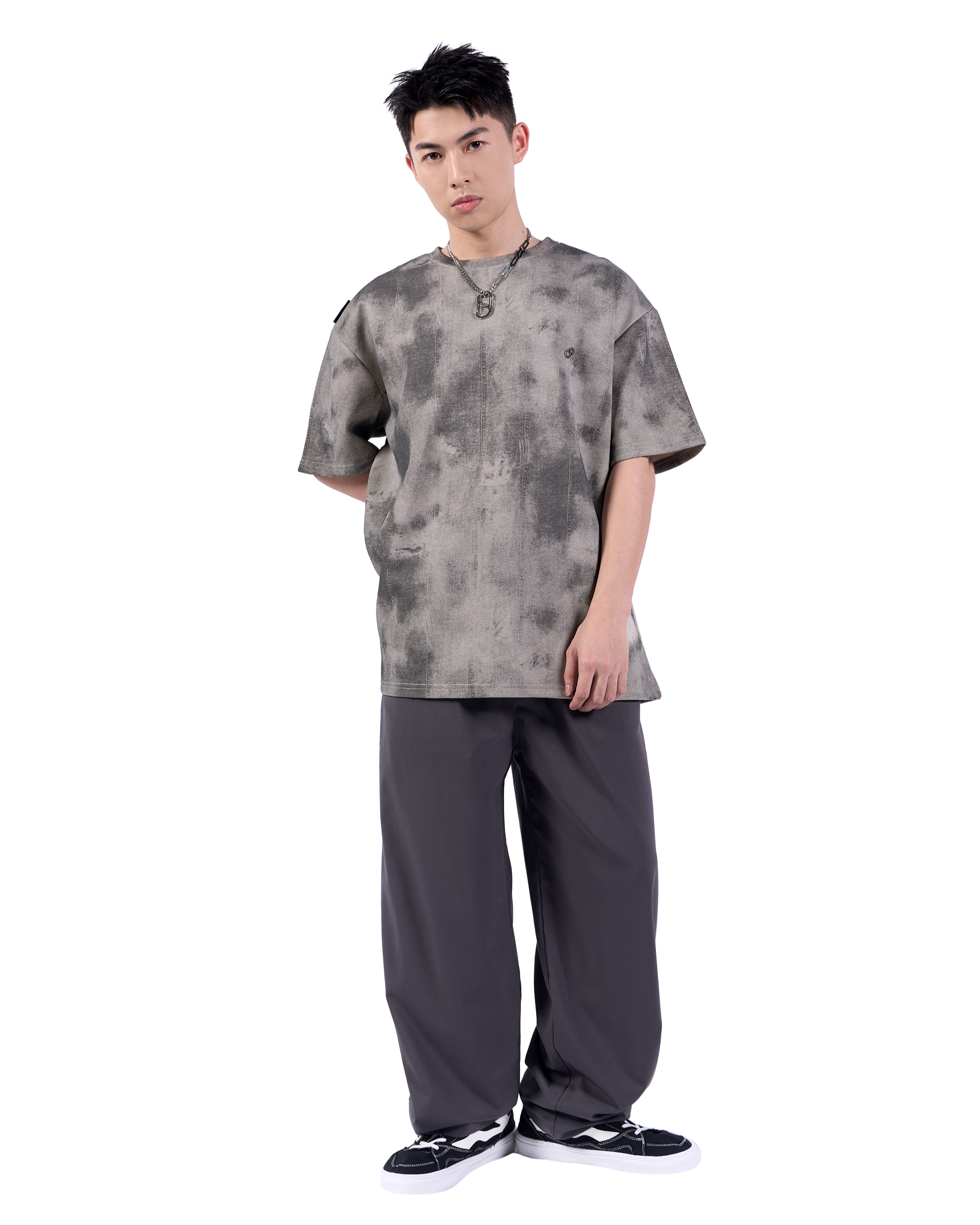 GRAY DENIM PRINTED TEE