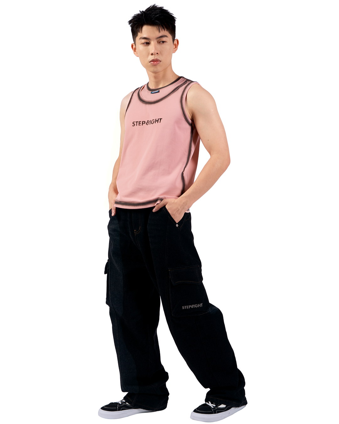 BLACK PINK DOUBLE COLLAR SPRAY TANK