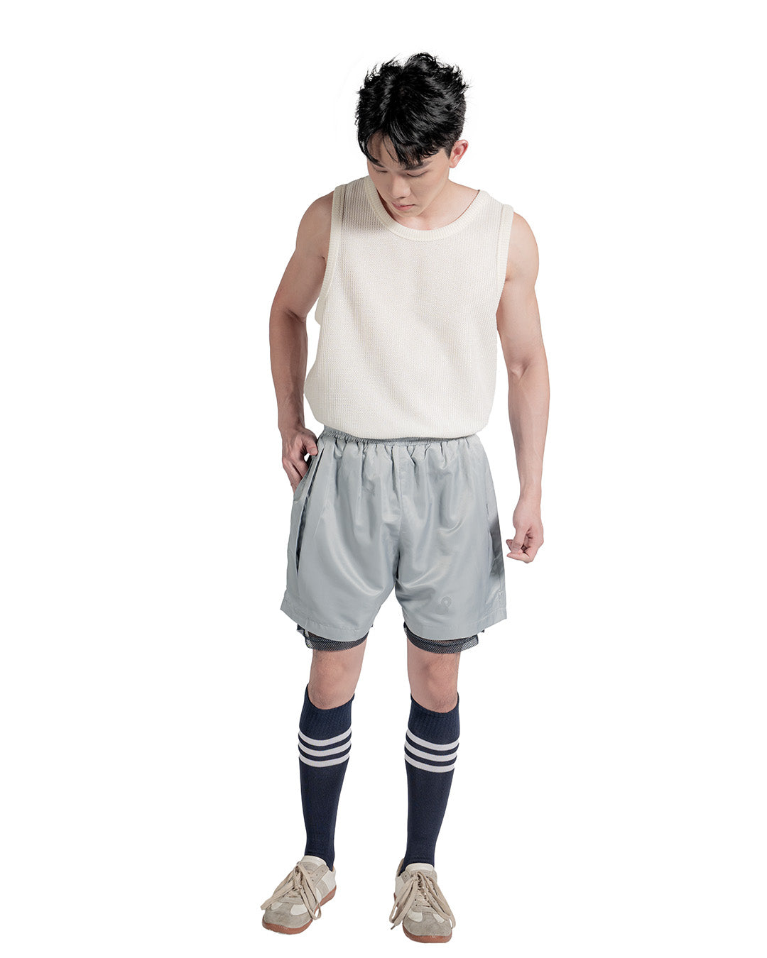 PEWTER GRAY PLEATED SHORTS