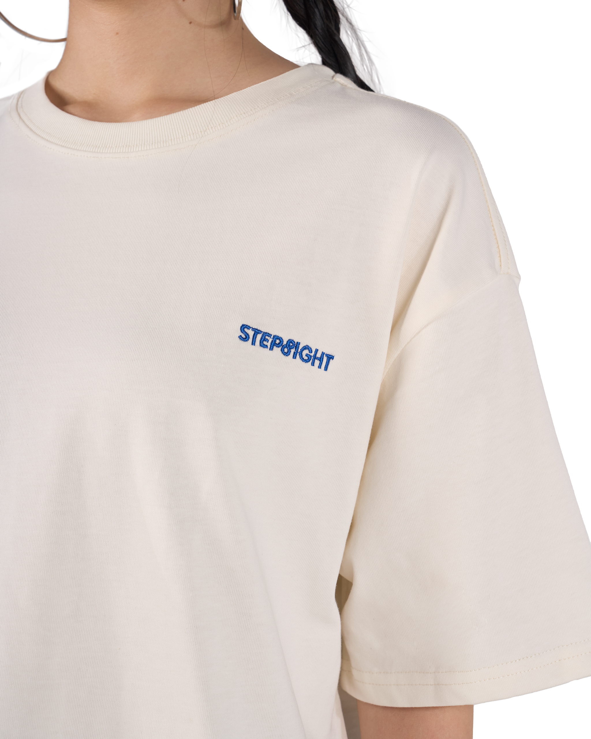 EVERGREEN CREAM-BLUE BASIC TEE