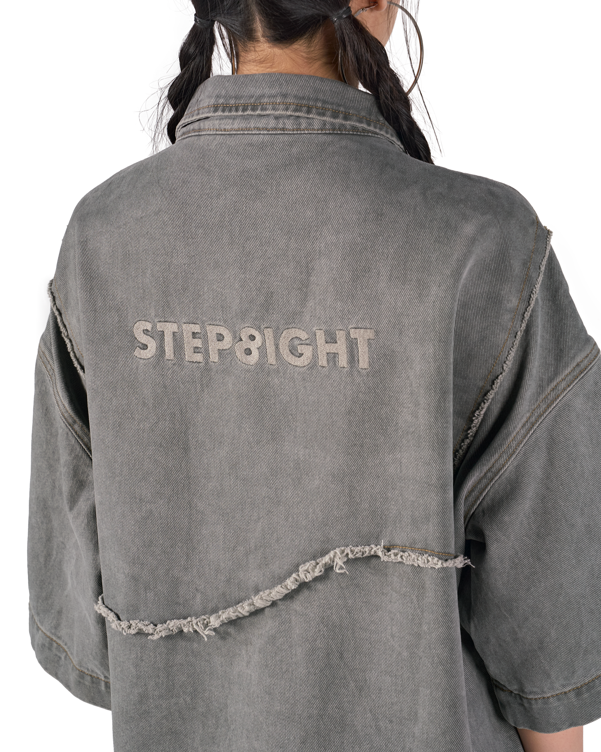 FOSSIL GRAY WAVY POCKET DENIM SHIRT