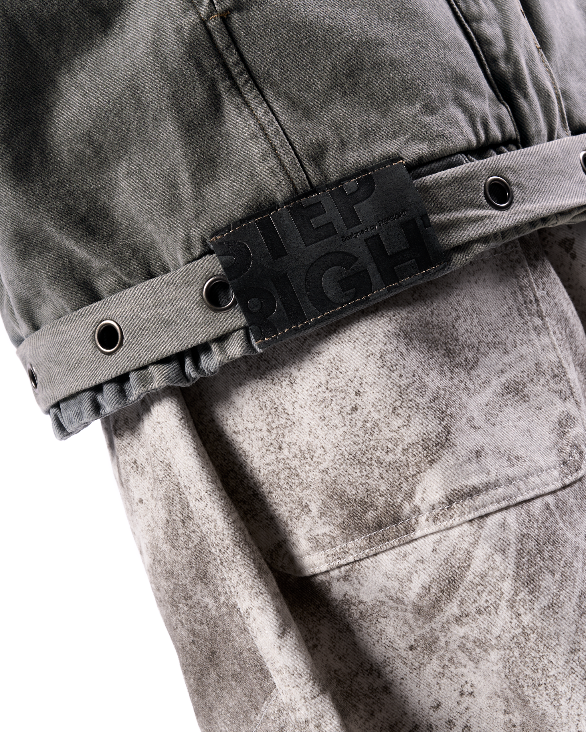 FOSSIL GRAY REVERSIBLE SLEEVELESS DENIM POLO JACKET