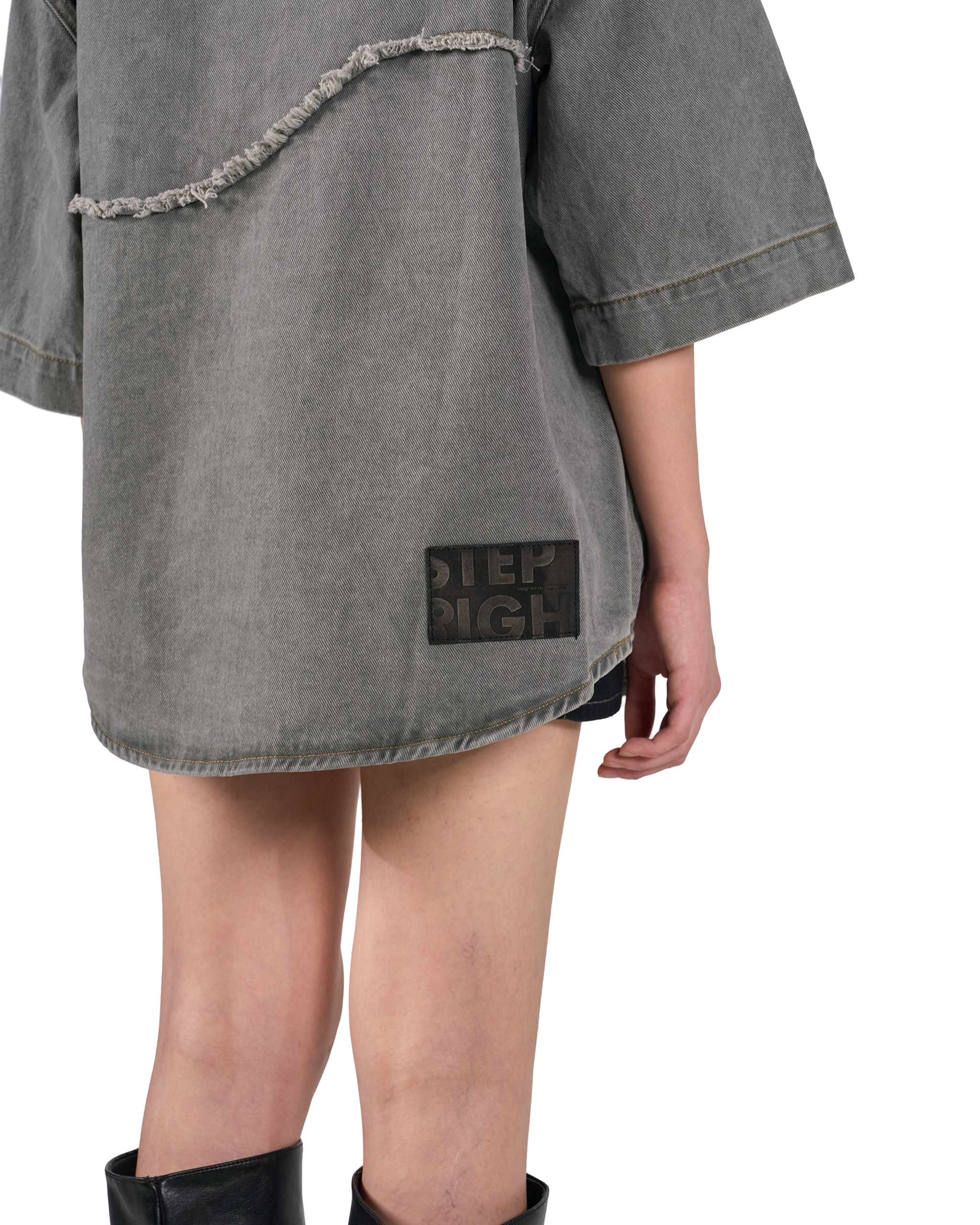 FOSSIL GRAY WAVY POCKET DENIM SHIRT