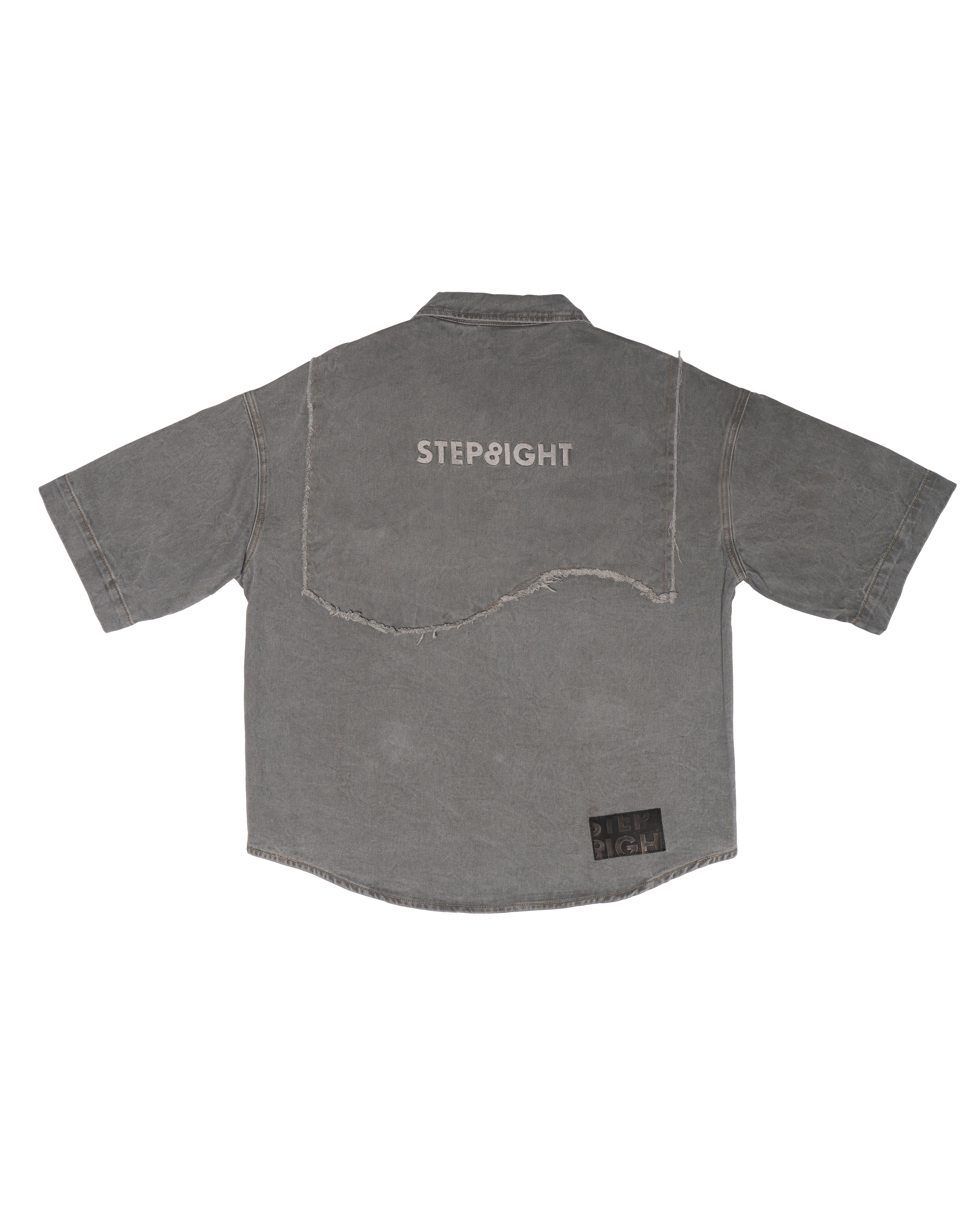 FOSSIL GRAY WAVY POCKET DENIM SHIRT