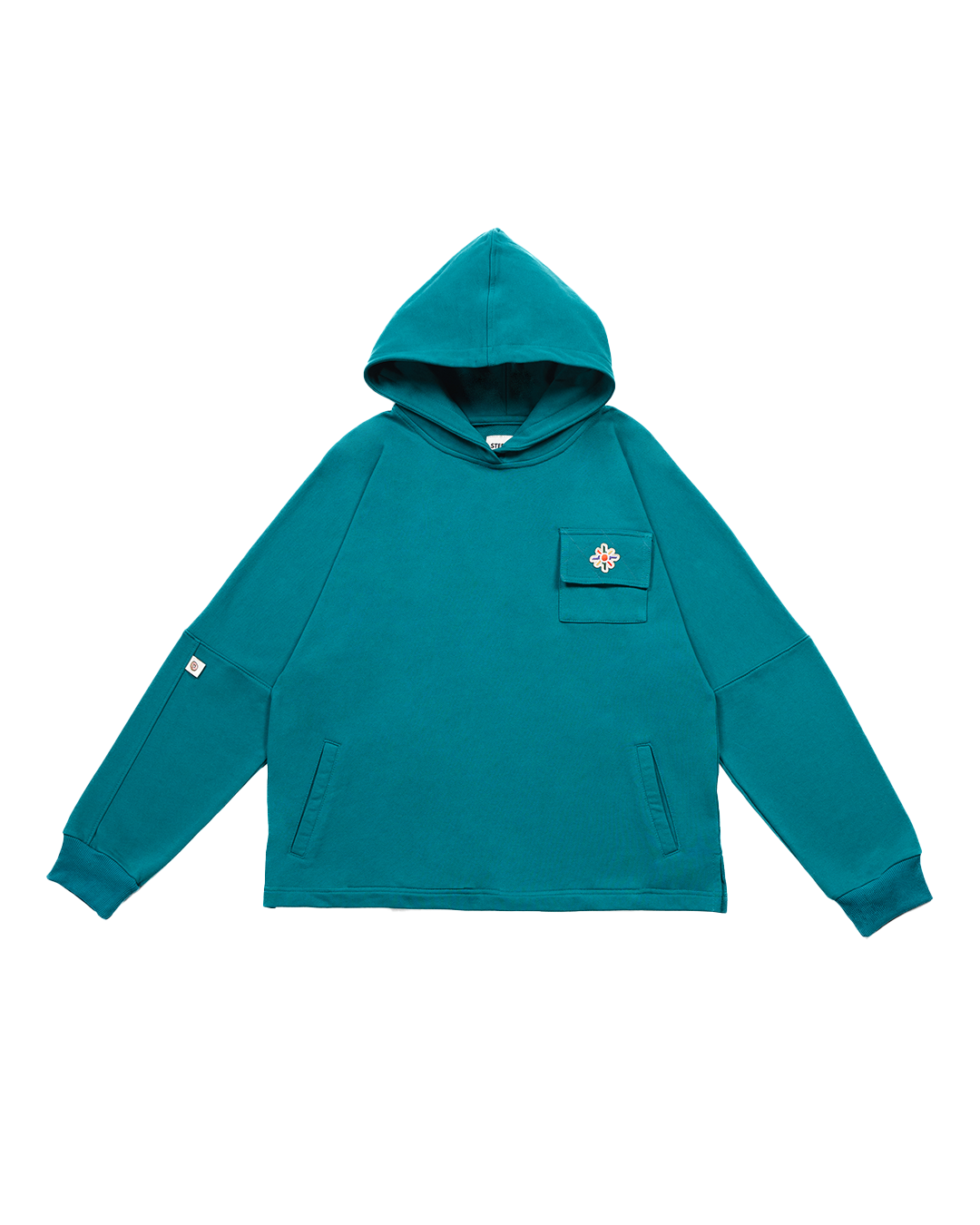 TEAL-BLUE POCKET HOODIE