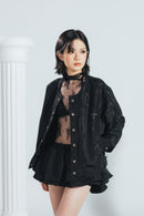 STYX BLACK MOIRE MINI SKIRT