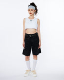 SMOKE WHITE TEXTURED DOUBLE CROPPED