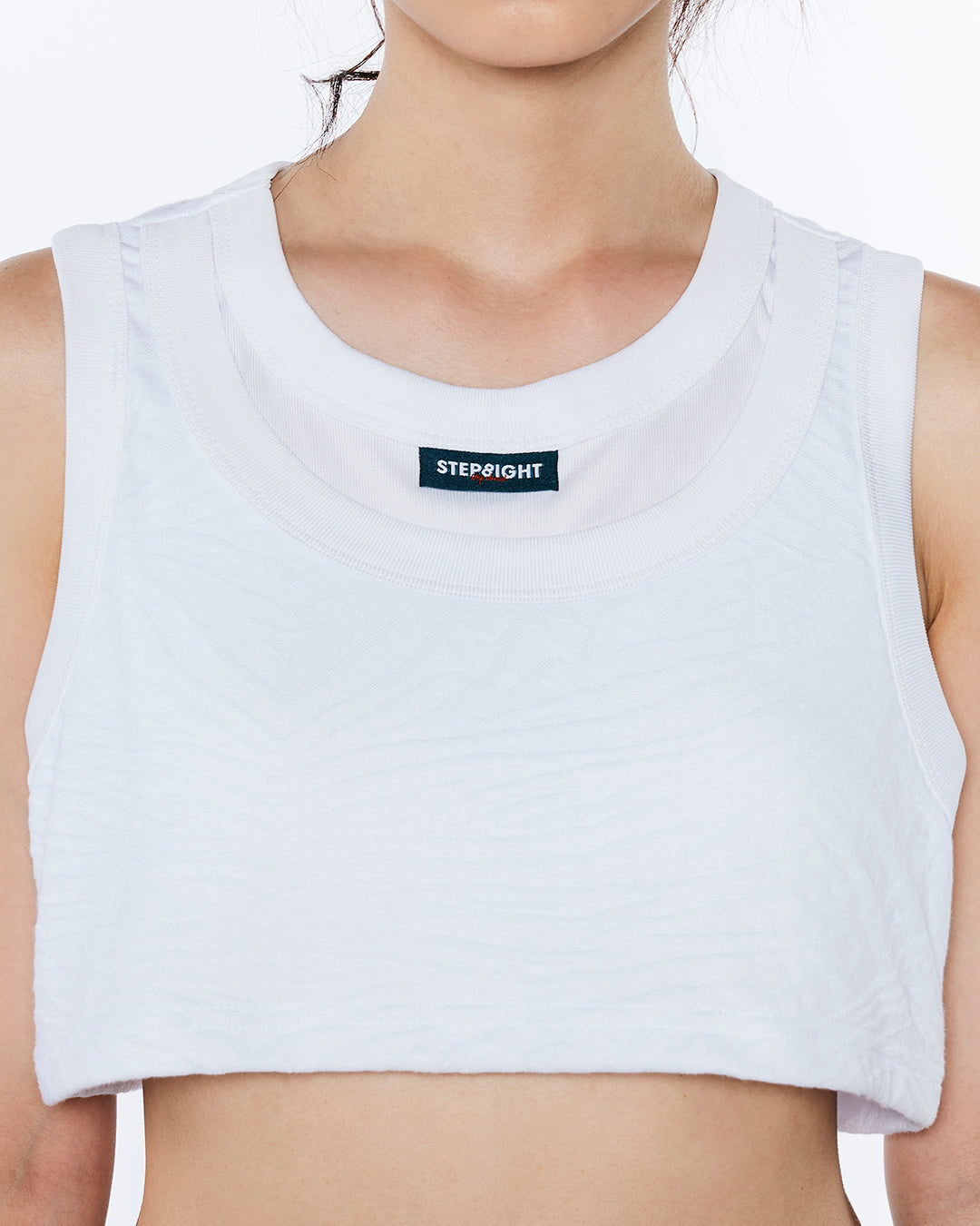 SMOKE WHITE TEXTURED DOUBLE CROPPED