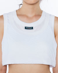 SMOKE WHITE TEXTURED DOUBLE CROPPED