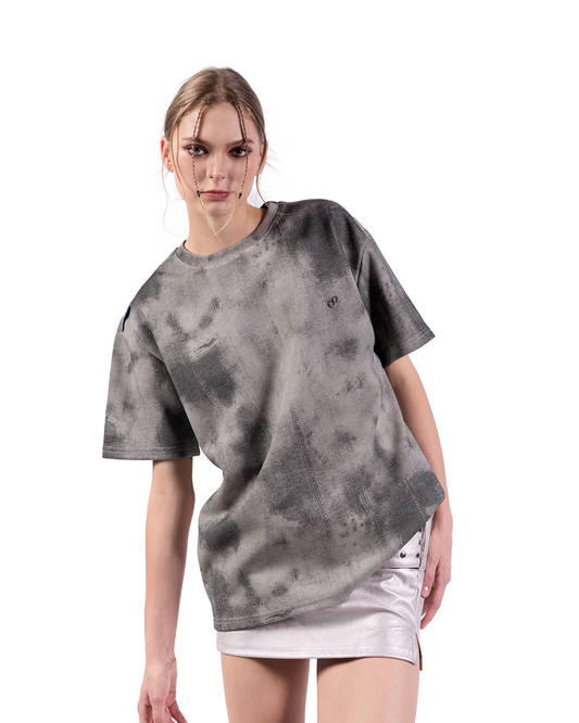 GRAY DENIM PRINTED TEE