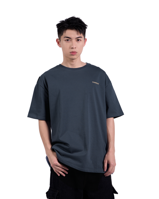 EVERGREEN GRAYISH BLUE-YELLOW BASIC TEE