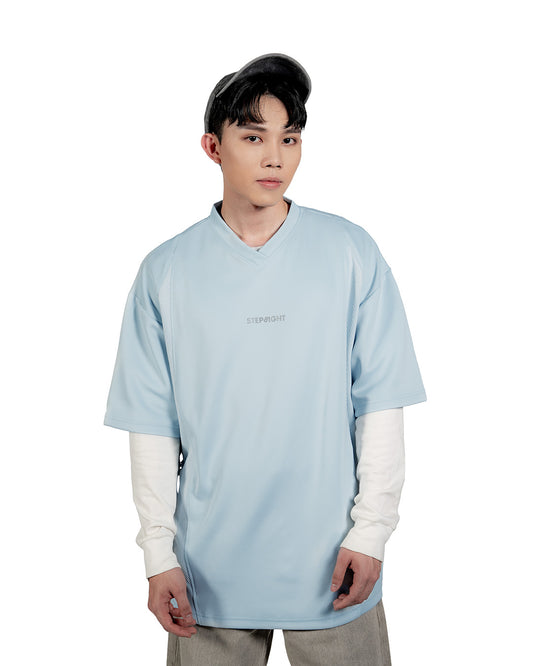ARCTIC BLUE PANELLED MESH TEE