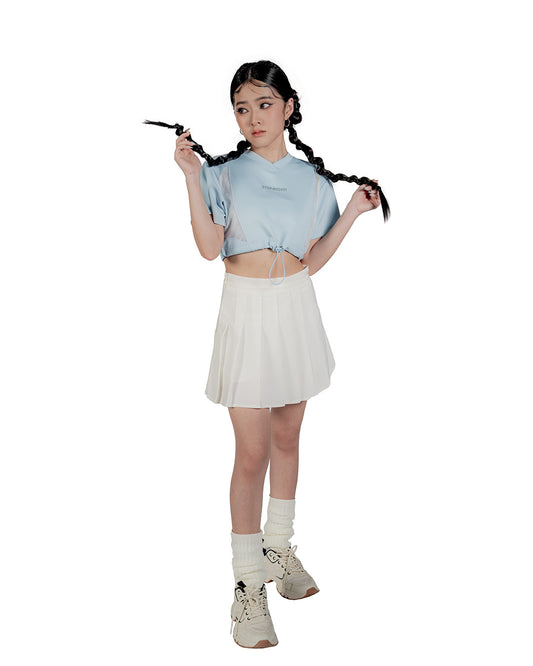 ARCTIC BLUE PANELLED MESH CROPPED