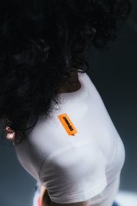 WHITE FITTED MONO TEE