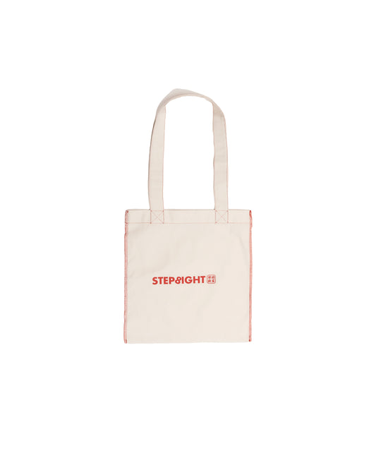 BEIGE SILKSCRREN TOTEBAG