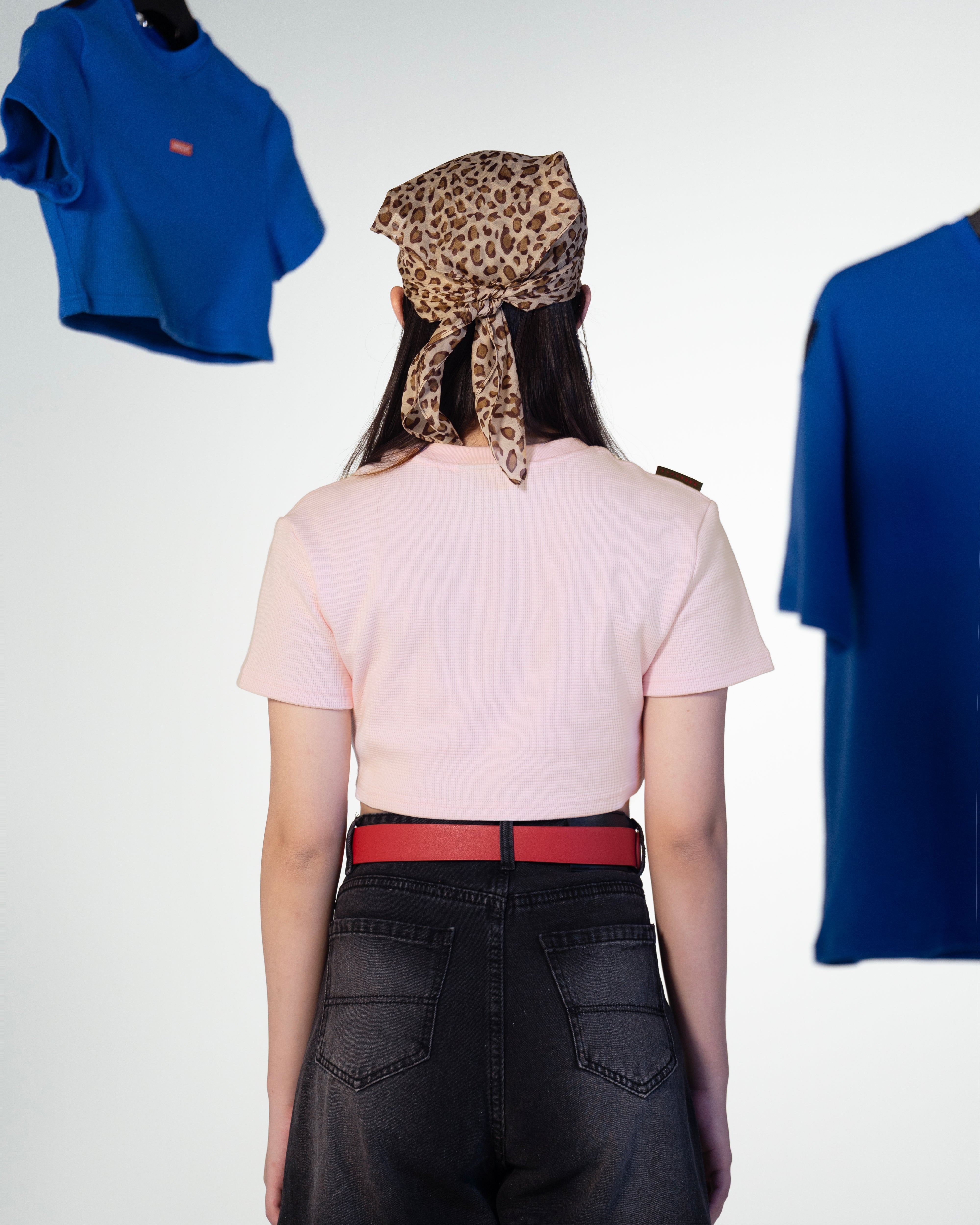 TR8MARK PINK-TURQUOISE WAFFLE CROP