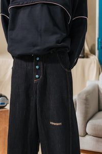 MUD BROWN DENIM BAGGY PANTS