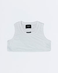 SMOKE WHITE TEXTURED DOUBLE CROPPED