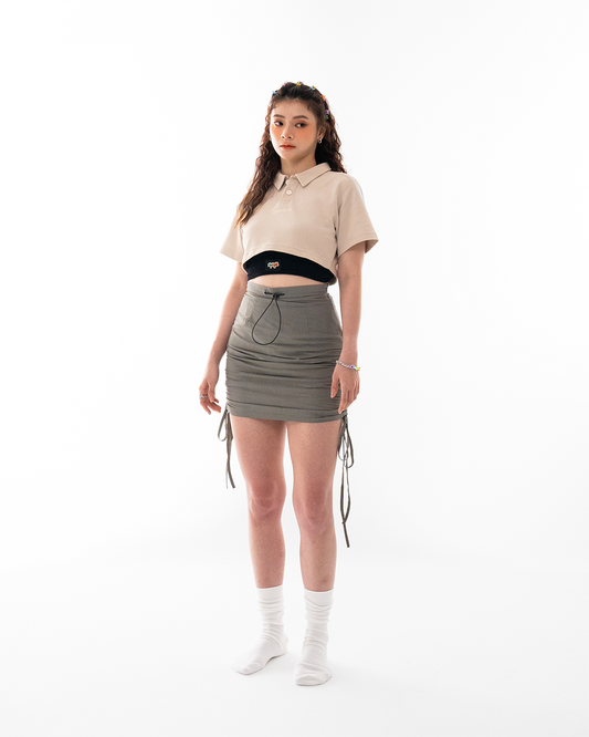 'STONE-GRAY CROPPED POLO