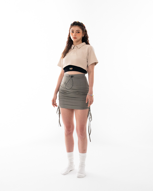 STONE-GRAY CROPPED POLO