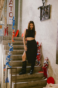 BLACK AMOUR DENIM CORSET | SKIRT