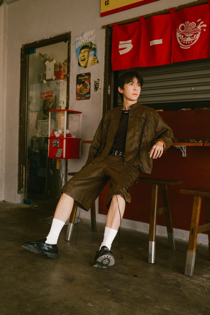 BROWN TWINE BIKER JACKET | JORTS