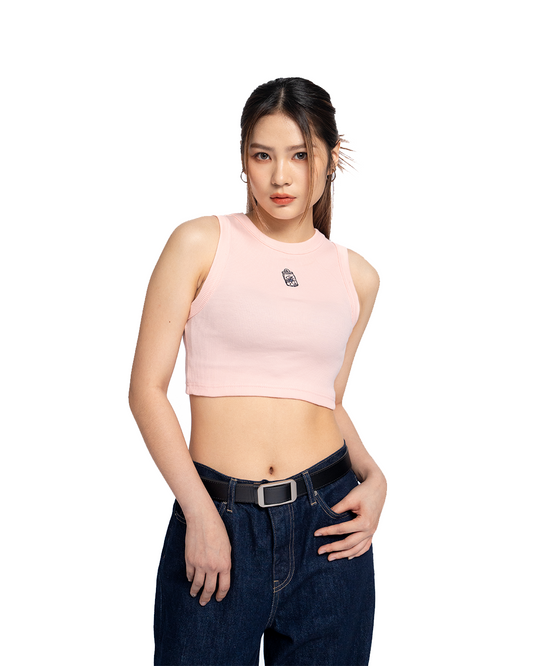 CREPE PINK CROP TANK