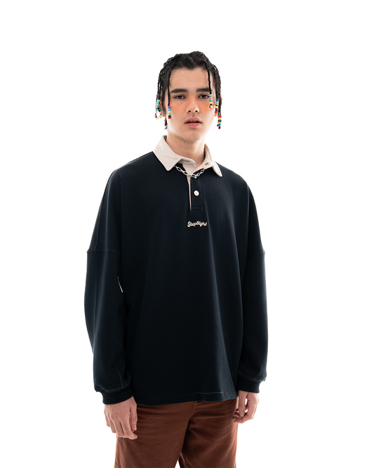 MIDNIGHT-BLUE POLO SWEATER