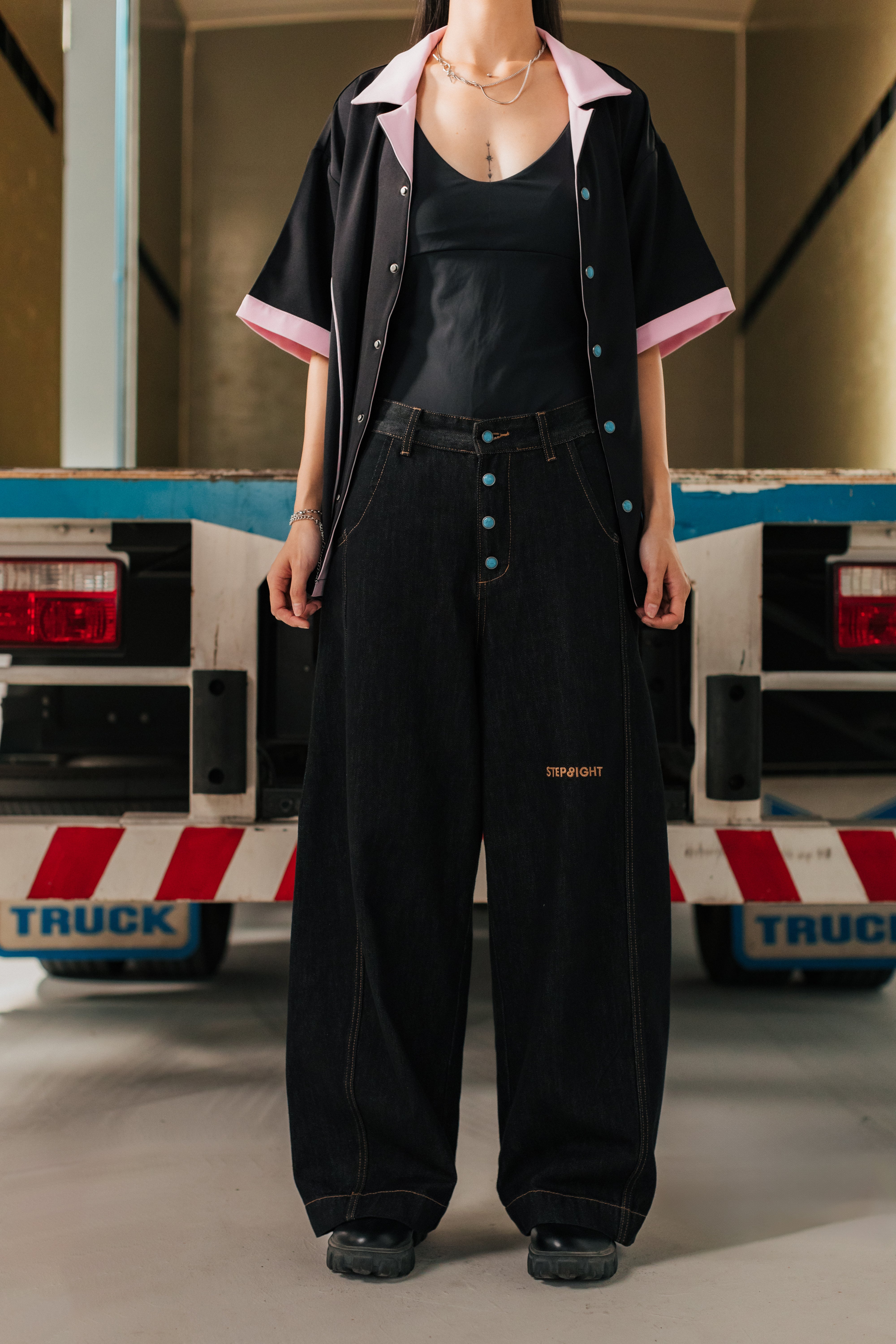 MUD BROWN DENIM BAGGY PANTS