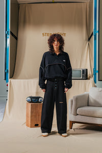 MUD BROWN DENIM BAGGY PANTS