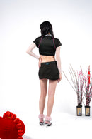 BLACK WAVY SKORT